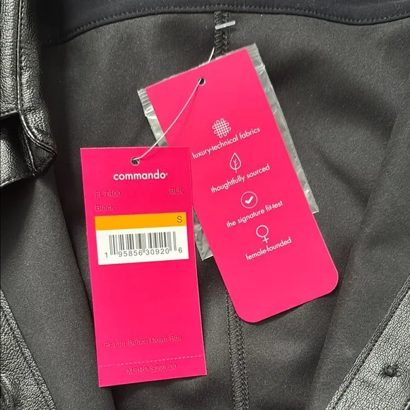 Commando Lightweight Faux Black Button Down Leather bodysuit Size Small - Picture 5 of 14